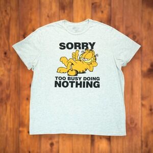 Garfield Sorry Too Busy Doing Nothing T-shirt  Adult Short Sleeve Graphic ‎ XXL